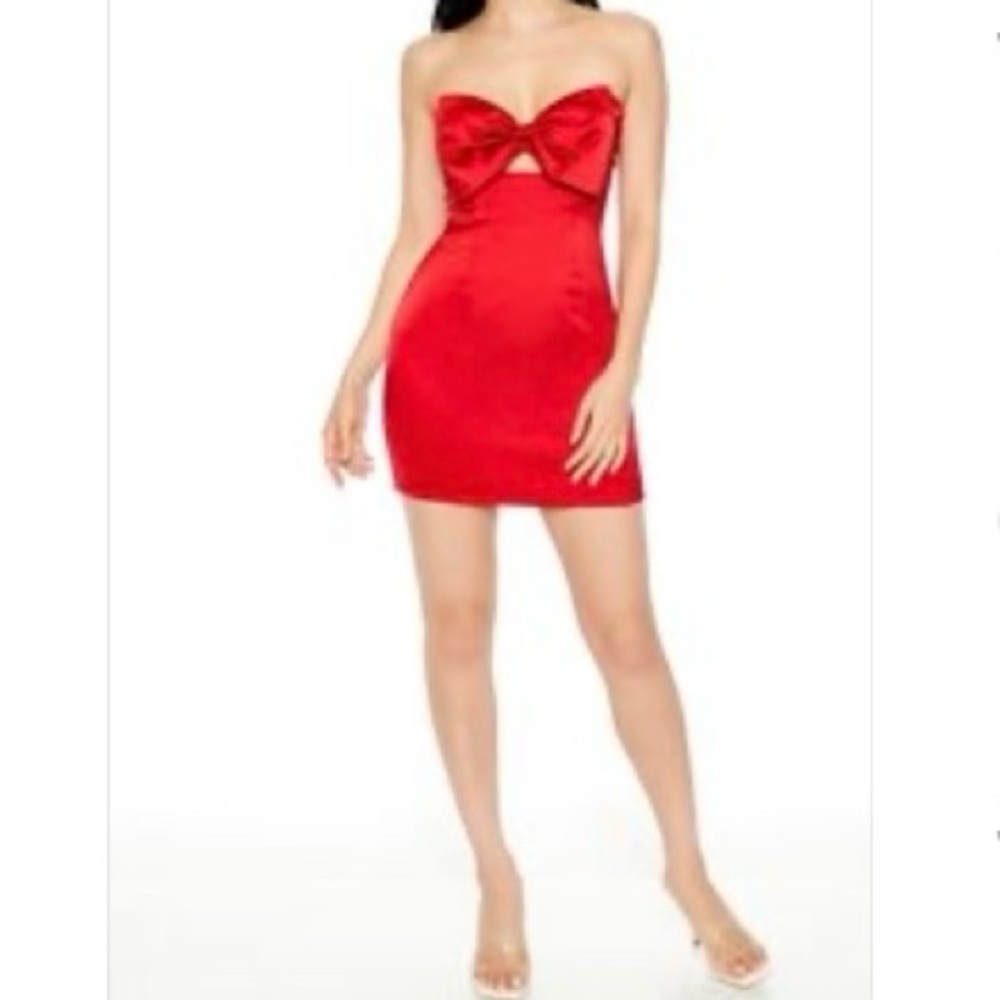Red Satin Bow Dress